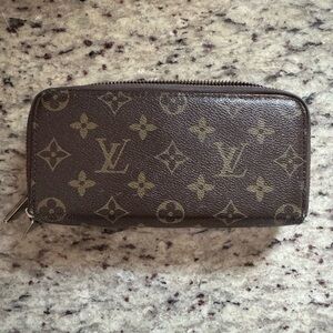 Louis Vuitton Brown and Tan Monogram Zipper Wallet